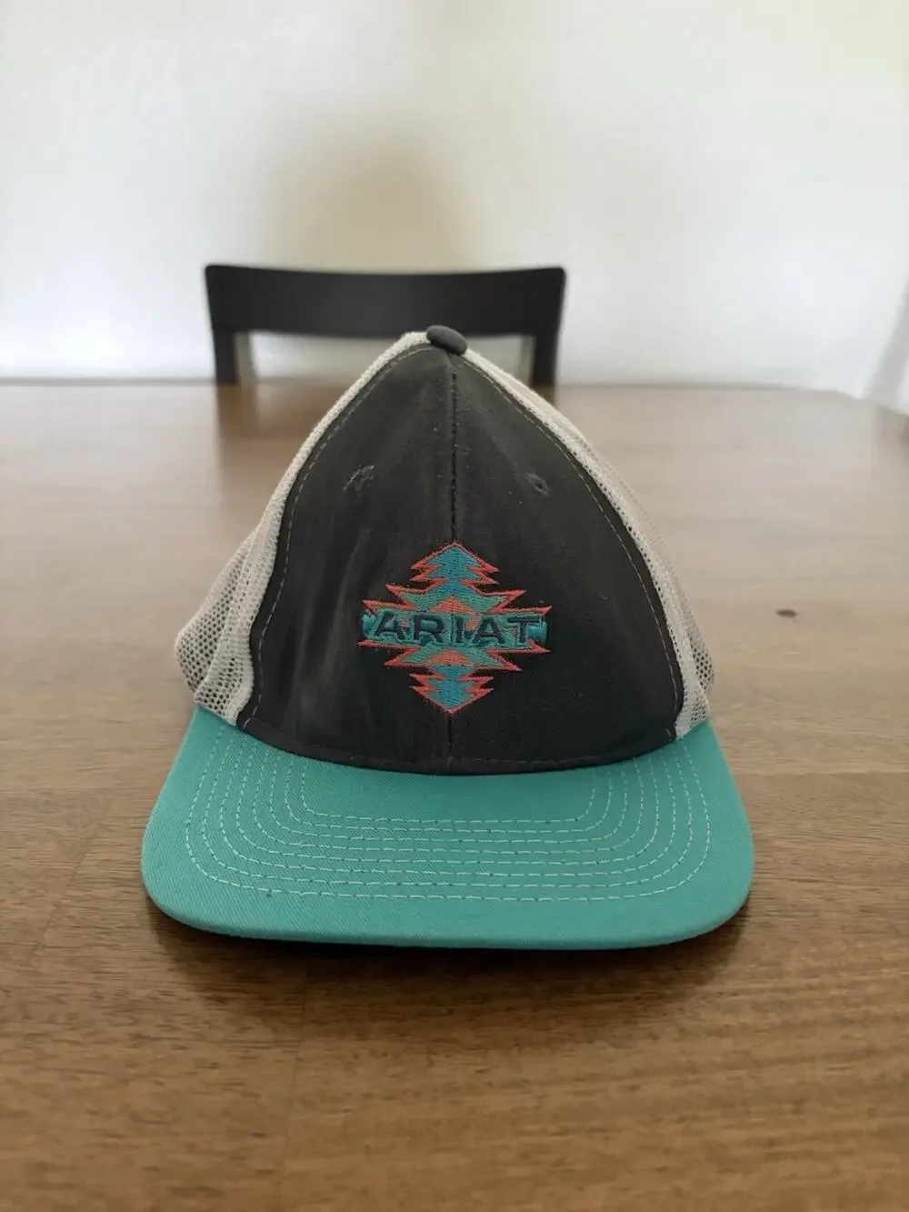 Ariat Youth Aztec Logo Ball Cap Gray Blue Adjustable Hat 1519006‎ Western